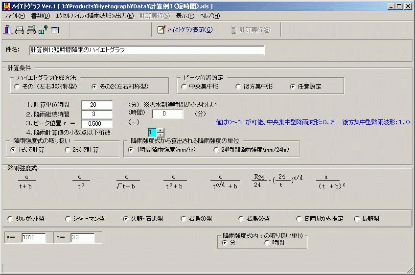 水理計算ソフト「奔流」ハイエトグラフ for Windows (USBネットワーク対応版)