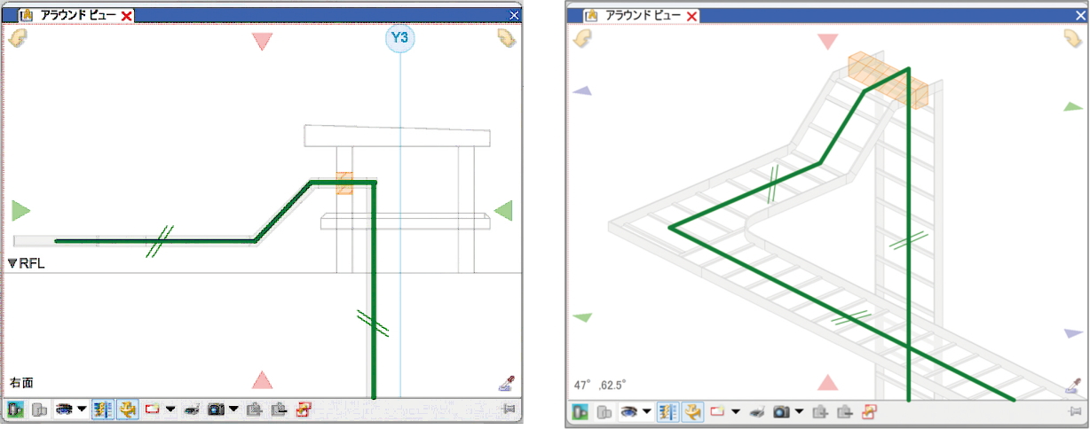 アラウンドビューでの3D配線作図