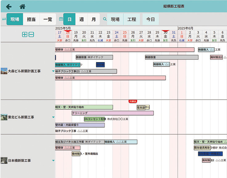 縦横断工程表
