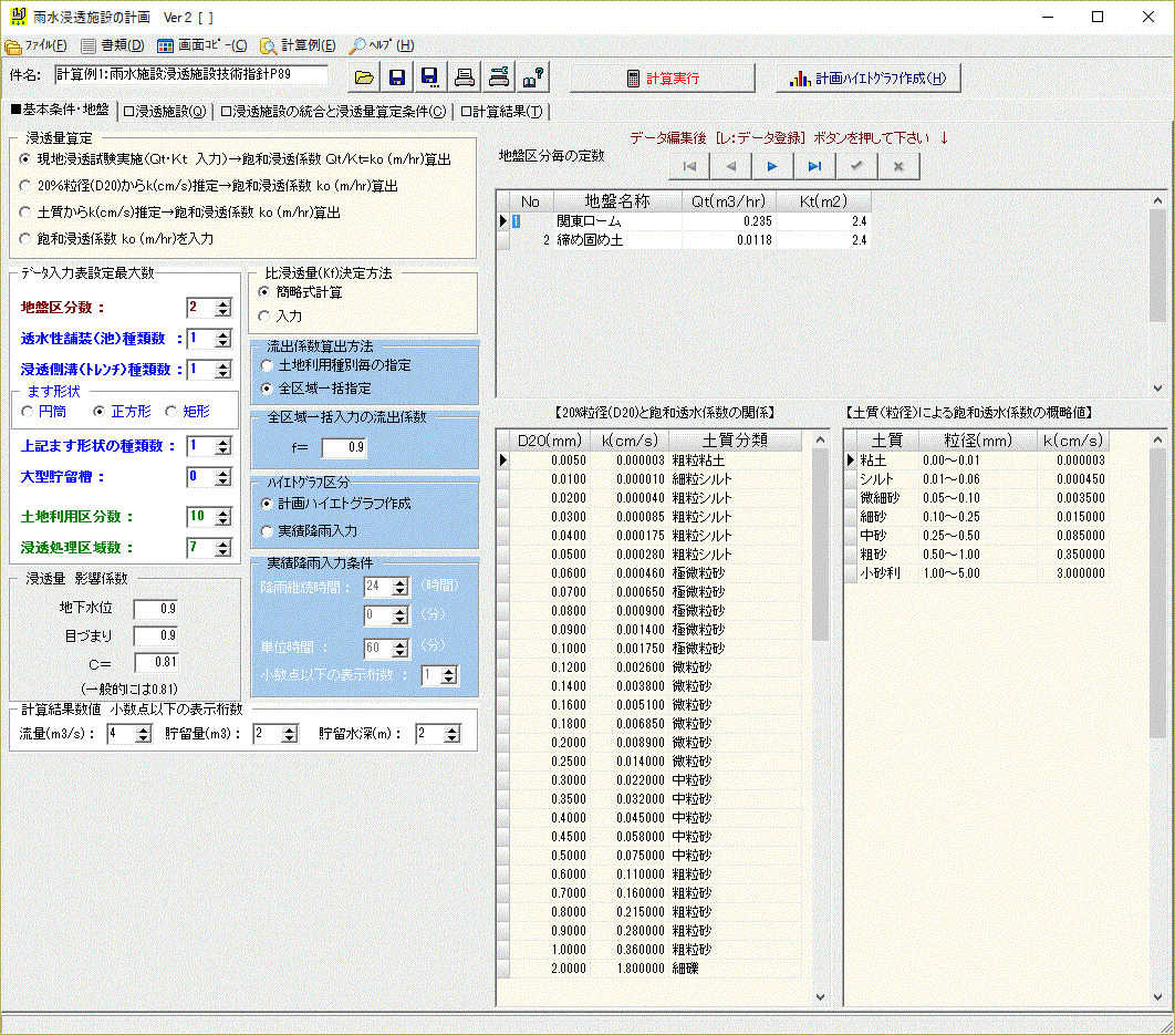 奔流 雨水浸透施設の計画 for Windows(USBネットワーク対応版)